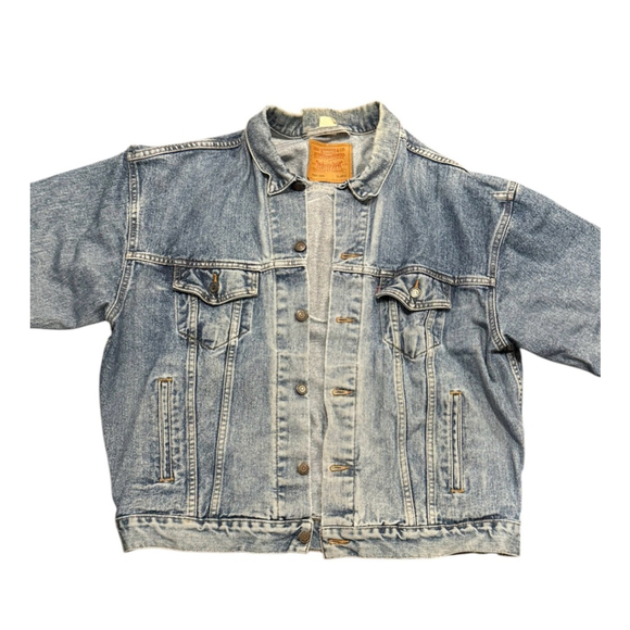 Vtg 80s Levi’s Denim Tucker Jacket Harley-Davidson Patch Made in USA Sz XL - Picture 9 of 14